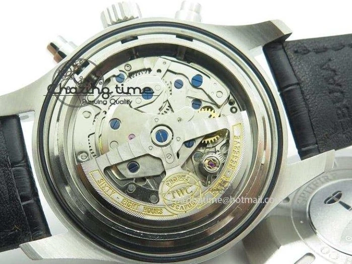 MIROTIME 0128 Youthful Pilot Spitfire 3878 Chrono BP Gray Dial SS On Black Leather Strap A 7368